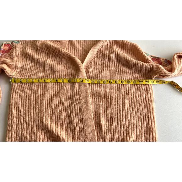 Moon River Cardigan Sweater Women Large Pink Knitted Embroidered Cottagecore - Picture 4 of 9